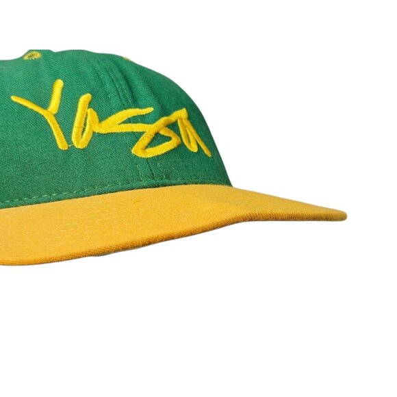 Vintage 90s Yaga Snapback Hat Cap Green Yellow Adjustable Streetwear 90s Fashion - Picture 7 of 12